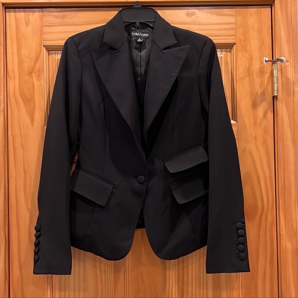 TOM FORD Black Tailored Single Button Closure Blazer / Tuxedo Style Jacket - Picture 5 of 8
